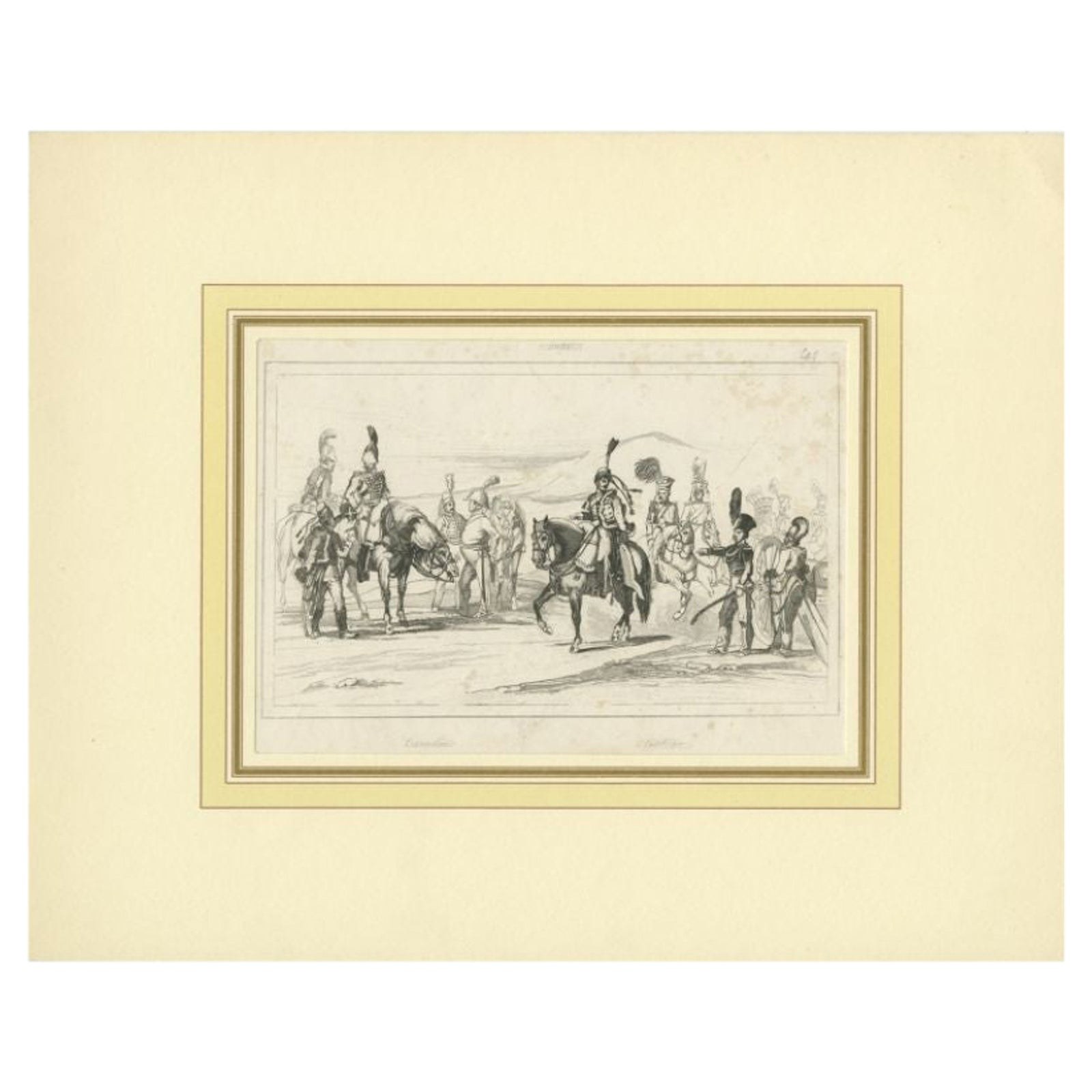 Antique Print of the Swedish Cavalry, c.1870