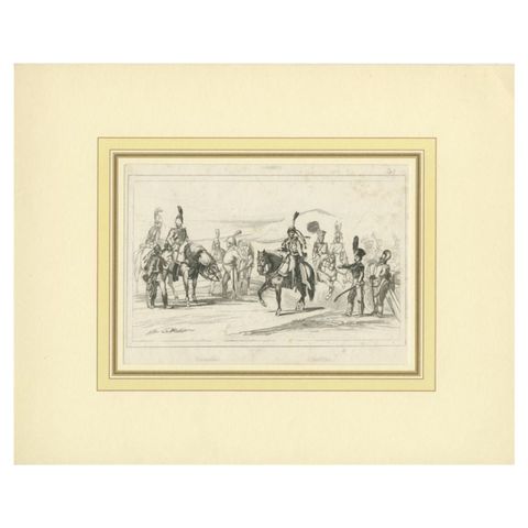 Antique Print of the Swedish Cavalry, c.1870