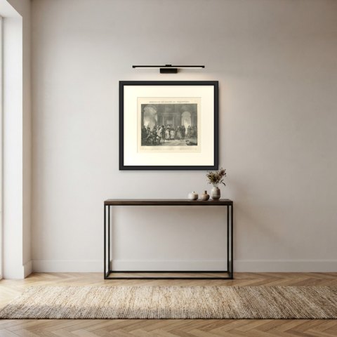Treaty of Tolentino, the Pope's Masterpieces, Antique Madou Lithograph, 1827, shown framed in a room