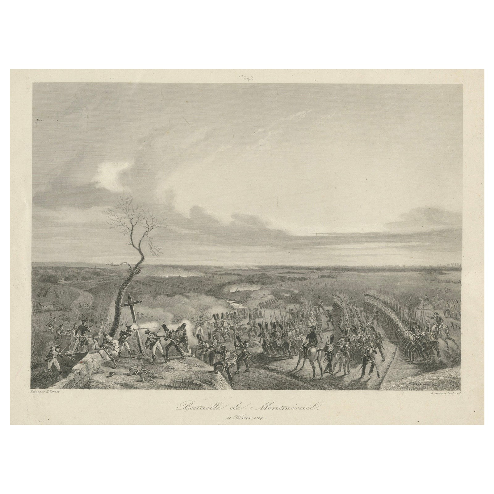 Battle of Montmirail, February 11, 1814, Iconic Napoleonic War Engraving