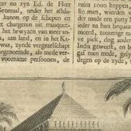 Old Print of a Battle near the Castle of Batavia in the Dutch East Indies, 1726, close-up 1