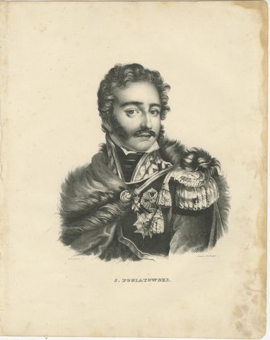 Heroic Portrait of Polish General J. Poniatowski, 1836 Lithograph, view 2
