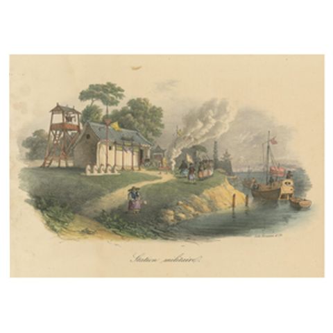 Antique Print of a Chinese Military Station