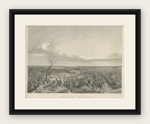 Battle of Montmirail, February 11, 1814, Iconic Napoleonic War Engraving, shown framed