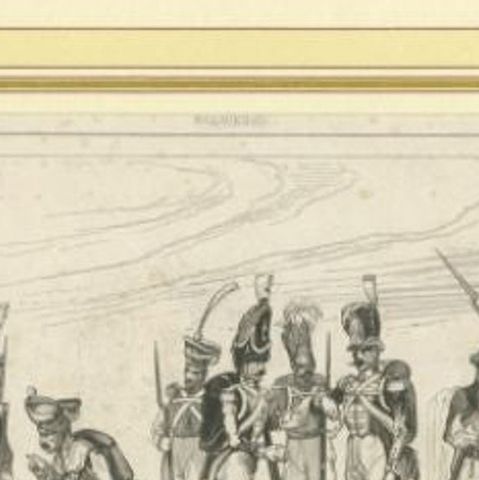 Antique Print of the Swedish Infantry, C.1870, close-up 1
