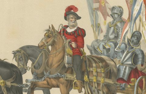 A Triumphal Procession, Captured Banners and Armor of Swiss Victories, 1855, close-up 1