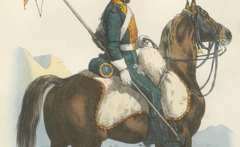 Chevau-Léger Français, Napoleonic Guard Cavalry Officer on Horseback, 1843, close-up 2