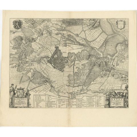 Antique Map of the Siege of Breda, City in the Netherlands by Blaeu, 1649, view 2