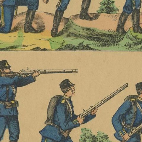 Antique Print of Swedish Infantry, Rifle Drill & Combat Movements, c.1860–1870, close-up 4