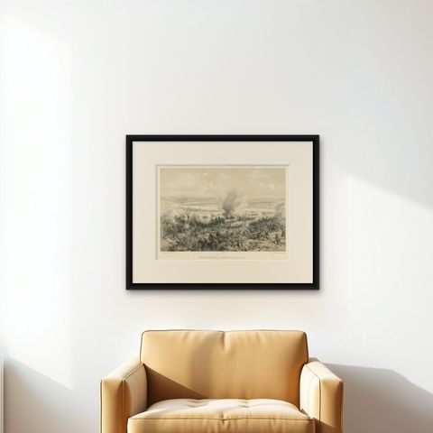 Fierce Crimean War Battle at Kalafat, Ottoman Victory over Russian Forces, 1854, shown framed on a wall
