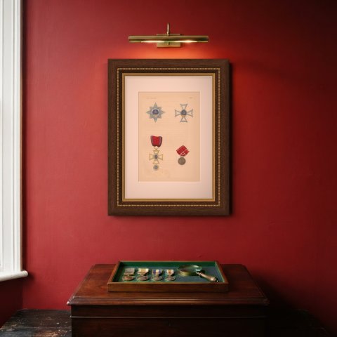Hesse Darmstadt, Philip the Magnanimous Order, Plate XLIV, Wood Engraving, 1844, shown framed on a wall