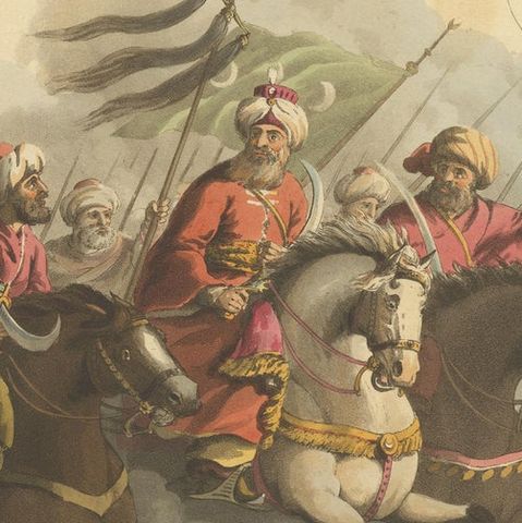 Frontispiece the Military Costume of Turkey representing the Grand Vizier, 1818, close-up 2