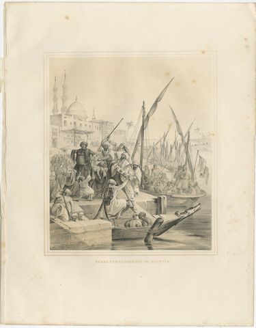 Antique Egyptian Army Recruitment at the Nile Harbor from Maximilian, 1846, view 2