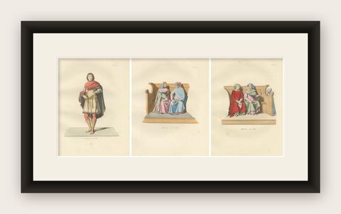 Military and Judicial Costumes from Medieval Italian Society, Published in 1845, shown framed
