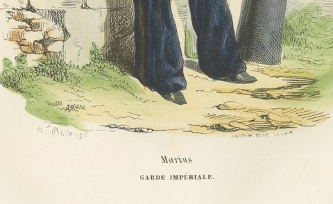 Napoleonic Marines, Garde Impériale, French Military Uniform Print, 1843, close-up 1