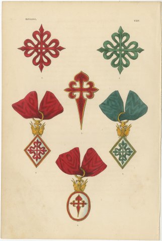 Orders of Spain, Santiago, Calatrava and Alcántara, Plate XXIV, 1844, view 2