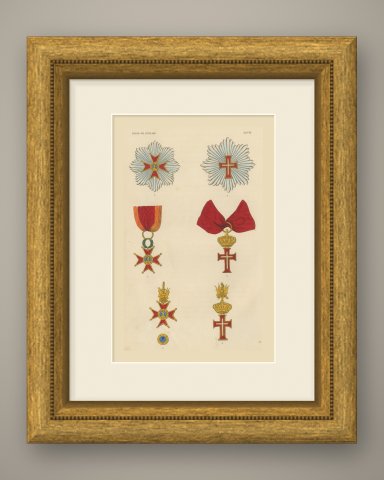 Papal States, Order of Saint Gregory the Great, Plate XXVIII, 1844, shown framed