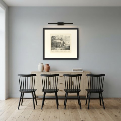 The Bridge of Lodi, Napoleon's Close Column, Antique Madou Lithograph, 1827, shown framed in a room