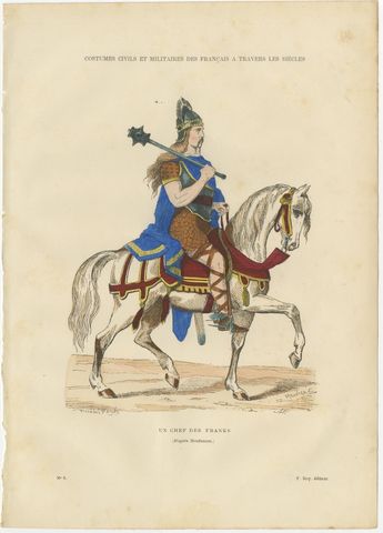 Early French Warriors and Nobility, Gaulish to Norman Cavalry, 4-Plate Set, 1860, view 3