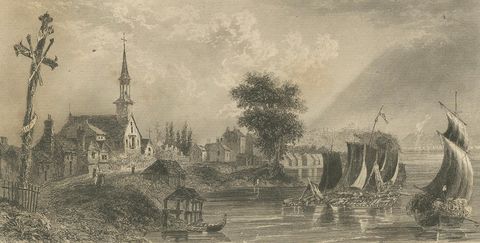 Village of Cedars and Quebec Citadel, Pair of 19th Century Canadian Views, close-up 1
