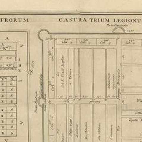 Antique Roman Battle Plan of a Camp by Duncan, c.1753, close-up 1