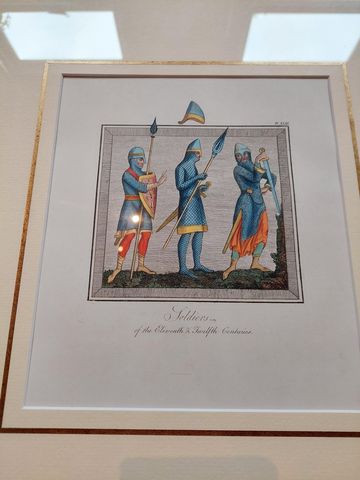Antique Print of Soldiers of the 11th and 12th Century by Strutt '1842', view 2