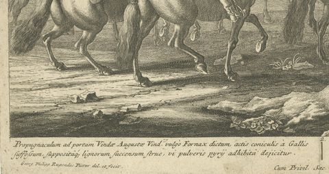 Battle of Augsburg 1703, Bavarian Succession War, Rugendas Engraving, close-up 2