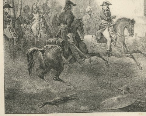 Revolt of Cairo, Bonaparte Ends the Uprising, Antique Madou Lithograph, 1827, close-up 1