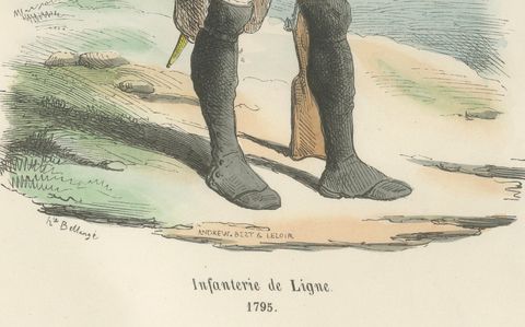 French Line Infantry Soldier 1795, Napoleonic Uniform Print, Vernet, 1843, close-up 1