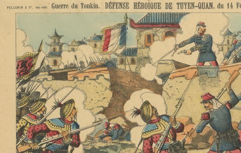 Tonkin War Battle Scene, Défense de Tuyen-Quan, Épinal Print, 1885, close-up 2