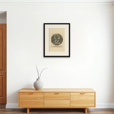 Antique Print of the Battle of Orbetello by Von Prenner, '1748', shown framed on a wall