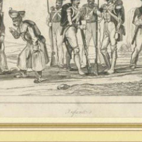 Antique Print of the Swedish Infantry, C.1870, close-up 2