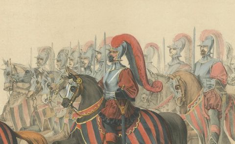 Commander with Escort, A Majestic Cavalry Procession from Bern’s 1853 Festival, close-up 2