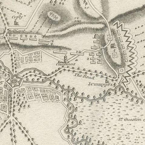 Antique War Map of the Region of Mons 'Bergen', Belgium, circa 1810, close-up 2