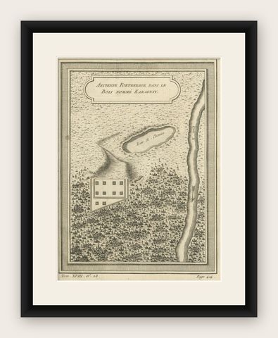 Antique Print of a Fortress in Perm Krai in Eastern Europe, Russia, 1768, shown framed