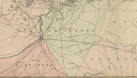 1862 Johnson's Map of the Vicinity of Richmond & Peninsular Campaign, Virginia, close-up 2