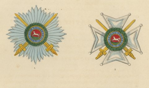 Hanover, Royal Guelphic Order Insignia, Plate XXXVIII, Wood Engraving, 1844, close-up 1