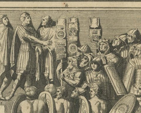 Roman Army Assembled Before Its Commanders with Standards, Montfaucon, 1722, close-up 2