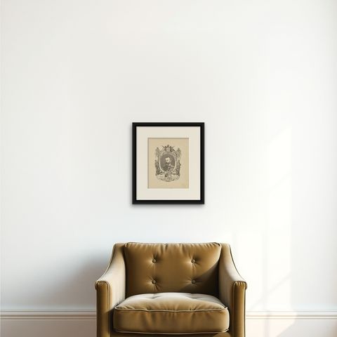 Prince Luitpold of Bavaria, Original Antique Military Engraving, circa 1880, shown framed on a wall