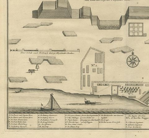 Antique Print of Cranganore Fort, India by Valentijn, 1726, view 4