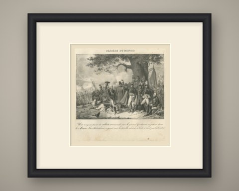 Crossing the Mincio, General Gardanne, Antique Madou Lithograph, 1827, shown framed