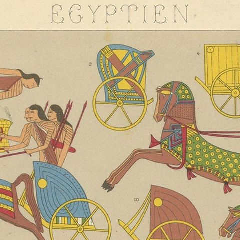 Pl. 5 Antique Print of Egyptian Battle Scenes by Racinet, 'circa 1880', close-up 1