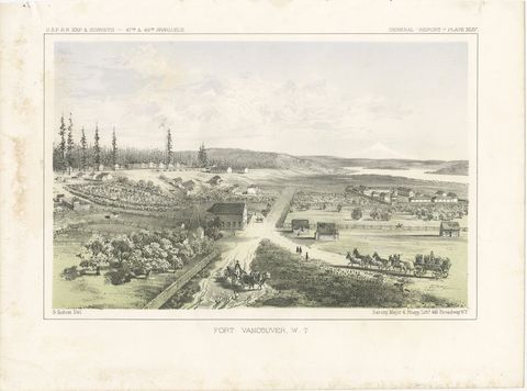 Fort Vancouver, Washington Territory, U.S. Railroad Survey View, ca.1850, view 2