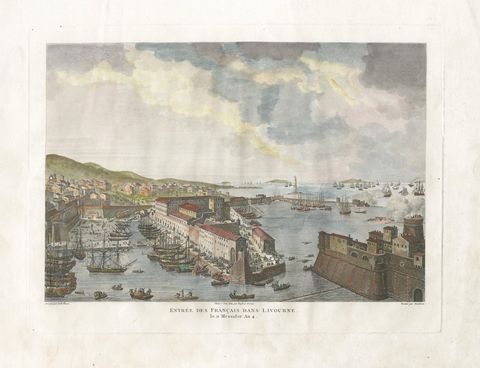 Entry of French Troops into Livorno 1796, Napoleonic Era Port Scene, 1808, close-up 1