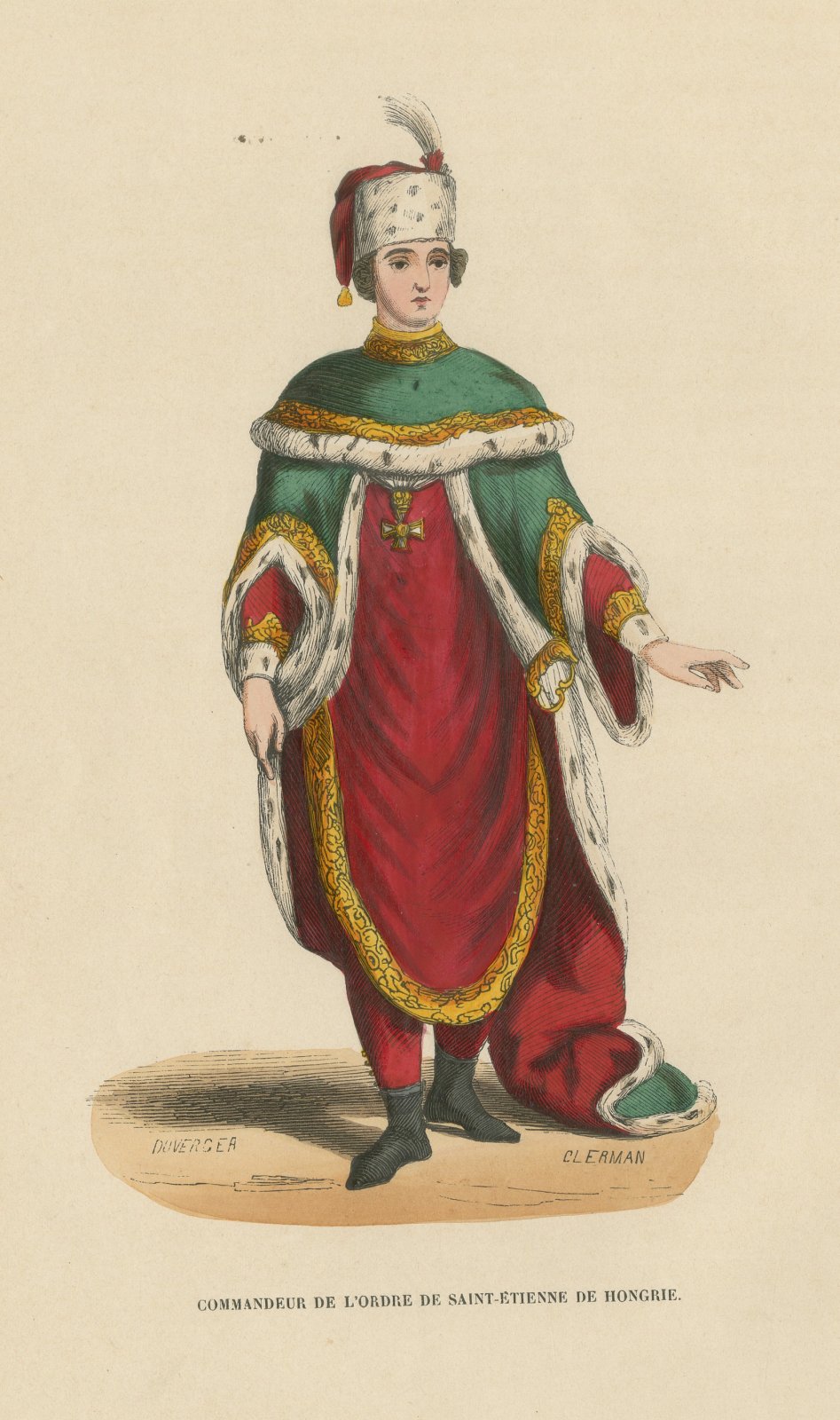 Commander of Saint Stephen of Hungary, Hand Colored Wood Engraving, 1844