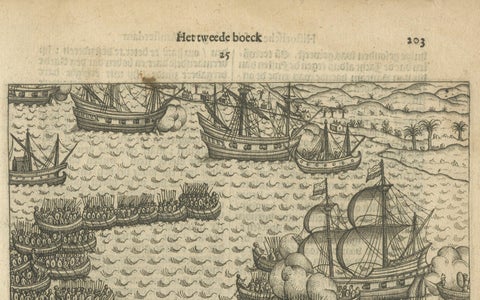 Naval Battle between Dutch and Javanese Fleets near Bantam, Pontanus 1611, close-up 5