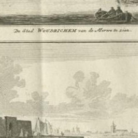 Antique Print of Woudrichem, a Fortified Town on the Merwede in Brabant, Holland, close-up 2