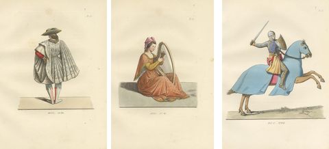Noble Grace and Martial Power: Italian Aristocrats & French Knight, 1845 Print, view 2