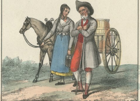 Arnold von Winkelried and the Anabaptists, Hand Colored Lithograph, 1842, close-up 2