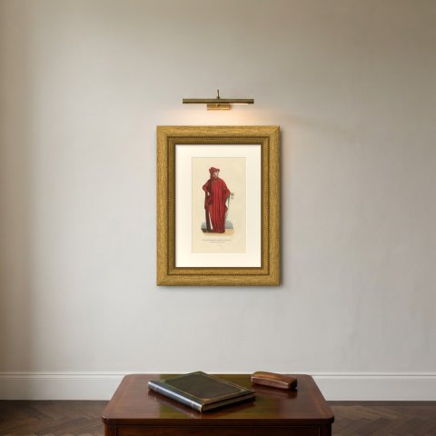 Knight of the Golden Fleece, Philip the Good, Hand Colored Wood Engraving, 1844, shown framed on a wall